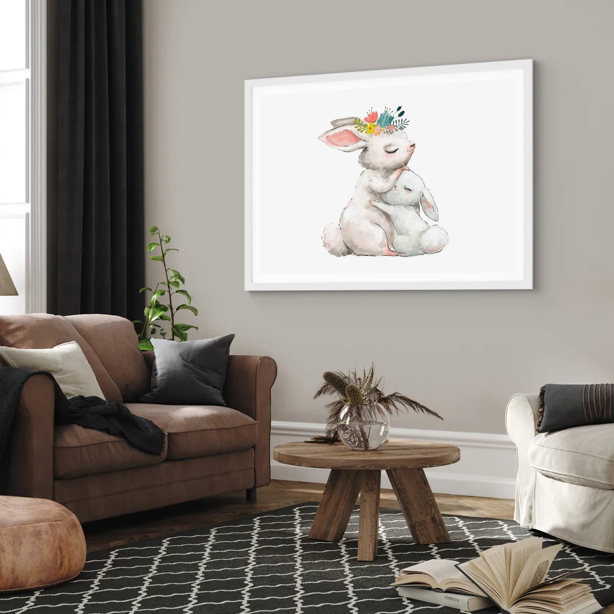 Plakát v bílém rámu - Nejlepší je u mámy - 70x50 cm