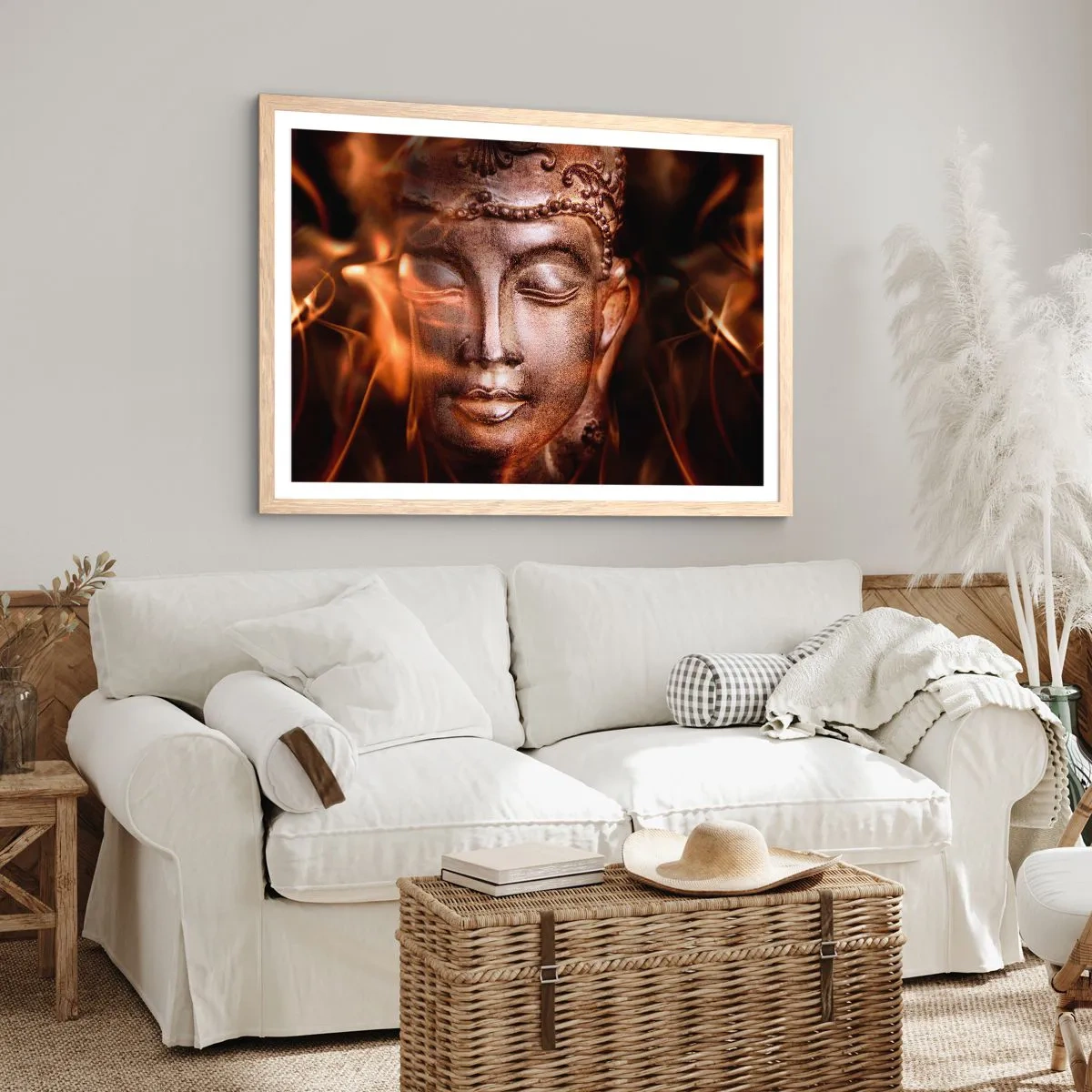 Plakát v rámu světlý dub - Existuje pouze zde a nyní - 50x40 cm