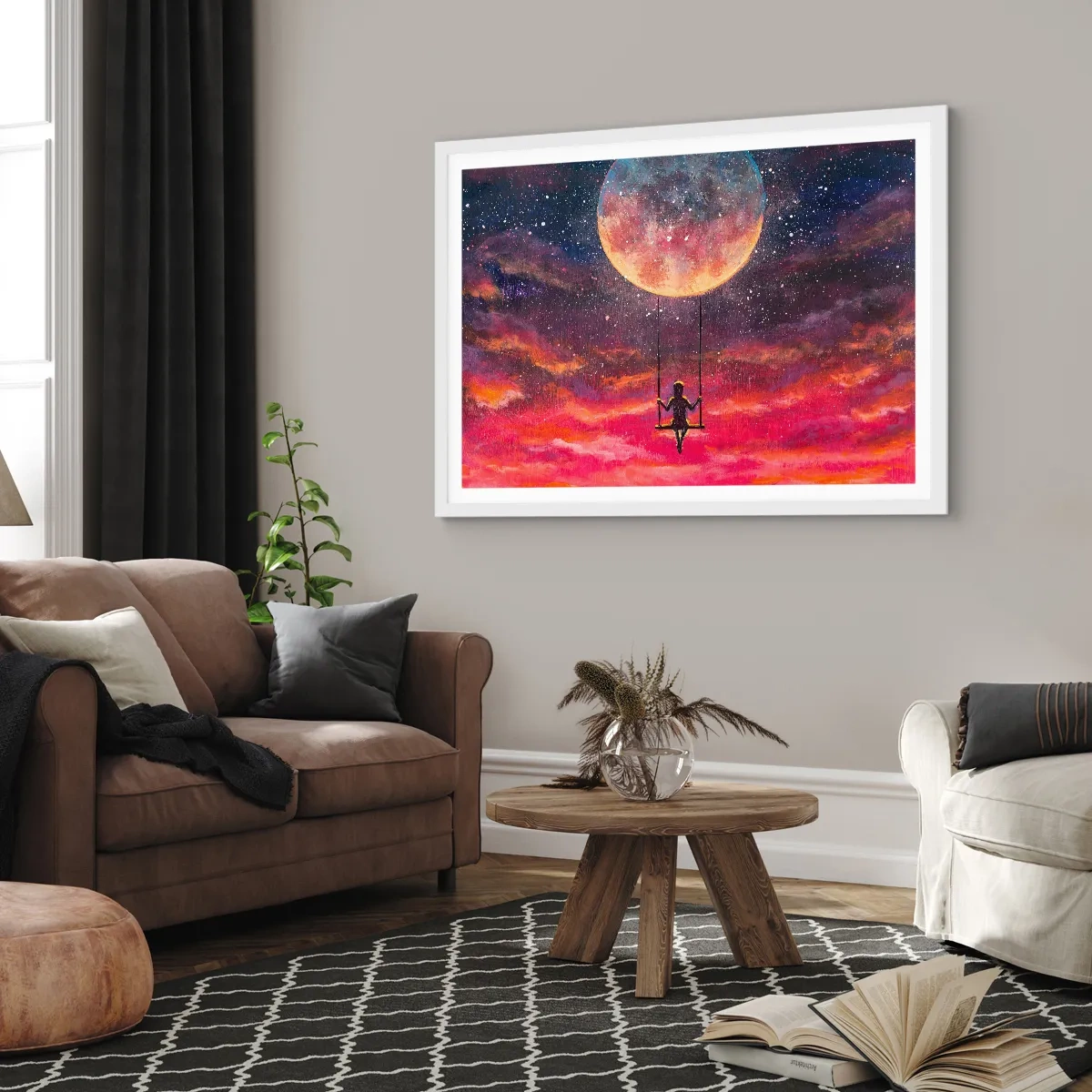 Plakát v bílém rámu - Stavět si vzdušné zámky - 100x70 cm