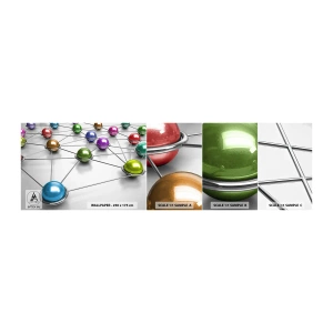 Vzor Fototapety Samolepicí Deluxe Sticker - Vesmírná pavučina - Abstrakce, Kovové koule, 3D - 100x30 cm