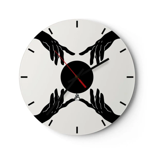 Nástěnné hodiny - Černé ruce obklopující tmavý kruh na světlém pozadí - 30x30cm - Tajné znamení - Moderní nástěnná dekorace do obývacího pokoje, kuchyně a ložnice ARTTOR