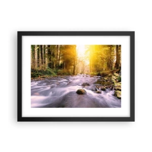 Plakát v černém rámu - Malachit ve stříbrně-zlaté podobě - 40x30 cm