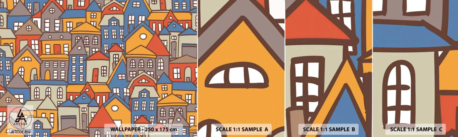 Vzor Fototapety Samolepicí Deluxe Sticker - Za domem dům - Město, Architektura, Staré Město - 100x30 cm