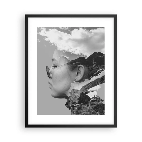 Plakát v černém rámu - Povznešen portrét v oblacích - 40x50 cm