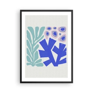 Plakát v černém rámu - Stylizovaná grafika podvodních rostlin a korálů - 50x70cm - Podvodní zahrada - Moderní nástěnná dekorace do obývacího pokoje a ložnice ARTTOR