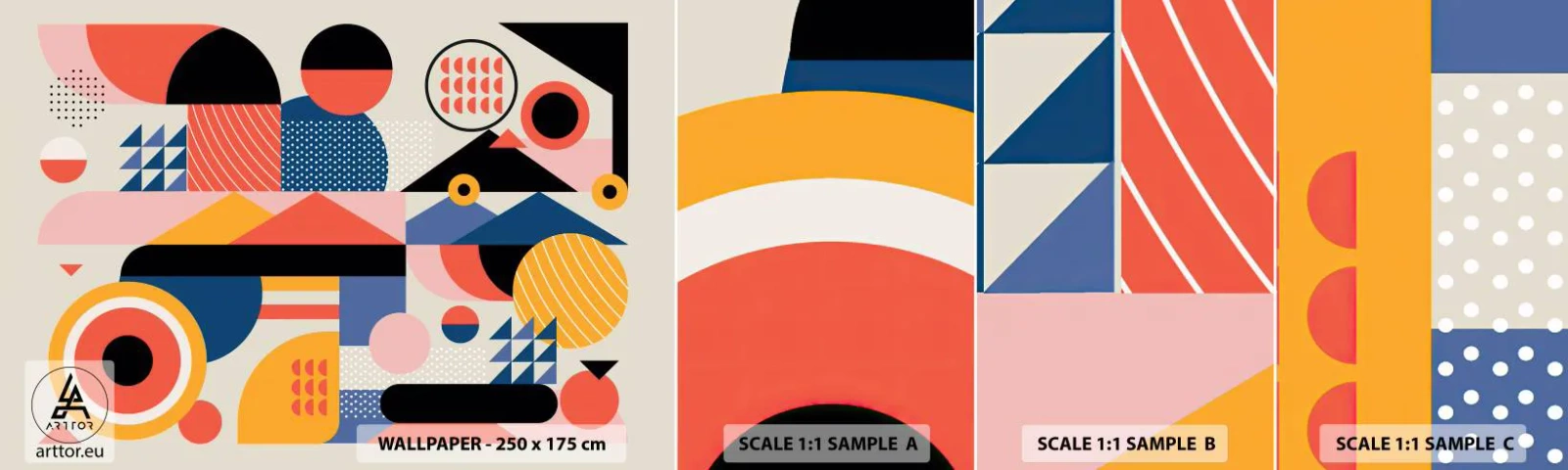 Fototapeta Vzorek Standard Eco - Kompozice: pojďme si hrát - Abstrakce, Vektor, Moderní - 100x30 cm