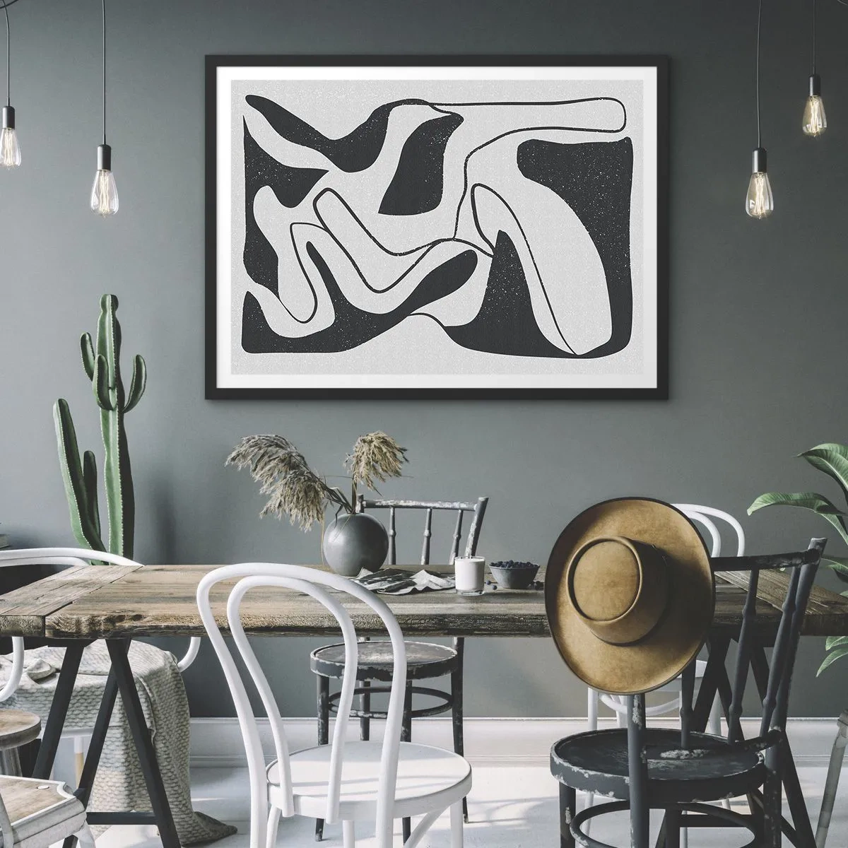 Plakát v černém rámu - Abstraktní hra v labyrintu - 70x50 cm
