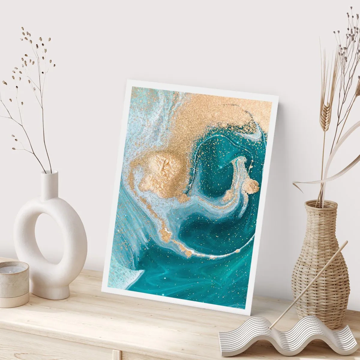 Plakát - Vír zlaté a tyrkysové - 61x91 cm