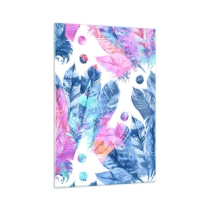 Obraz na skle - Chocholy v růžové a blankytné - 70x100 cm