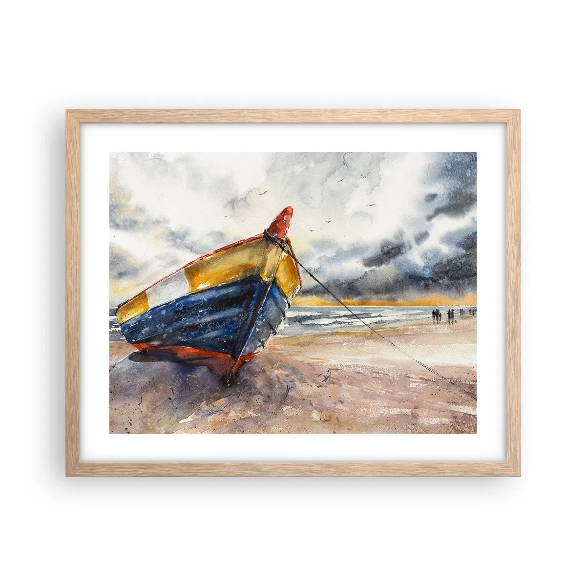 Plakát v rámu světlý dub - Odpočinek na břehu - 50x40 cm