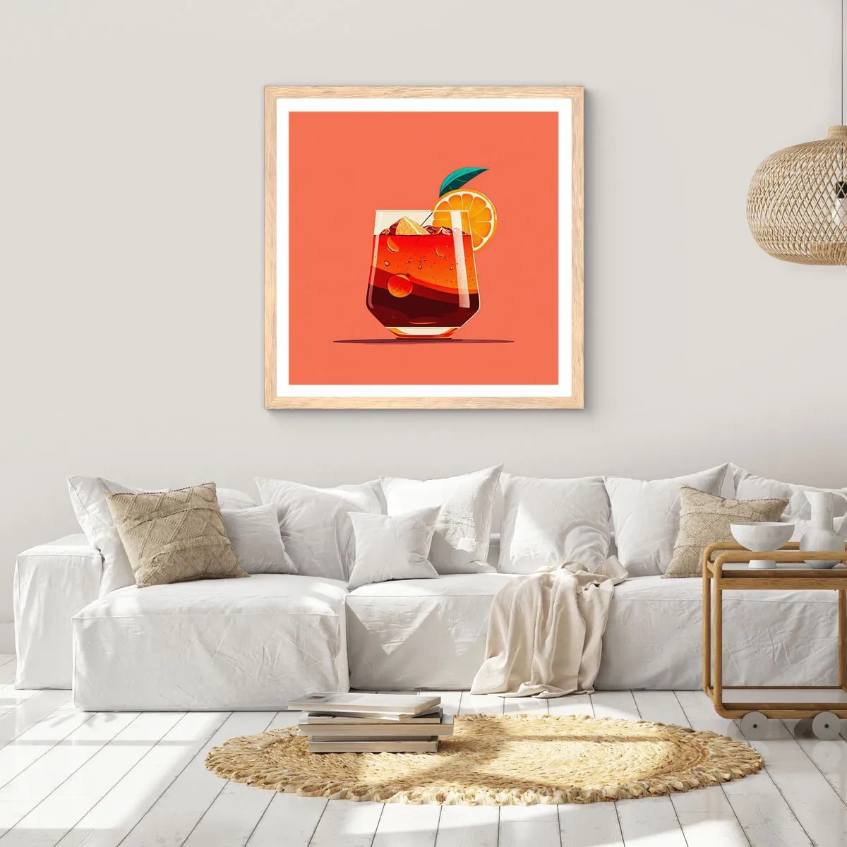 Plakát v rámu světlý dub - Letní osvěžení - 60x60 cm