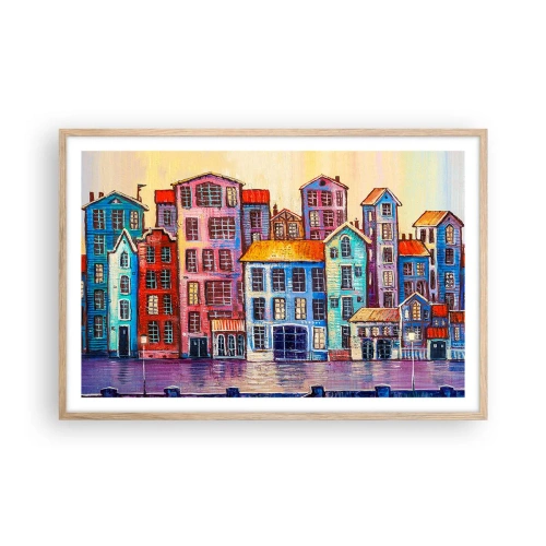 Plakát v rámu světlý dub - Město jako z pohádky - 91x61 cm