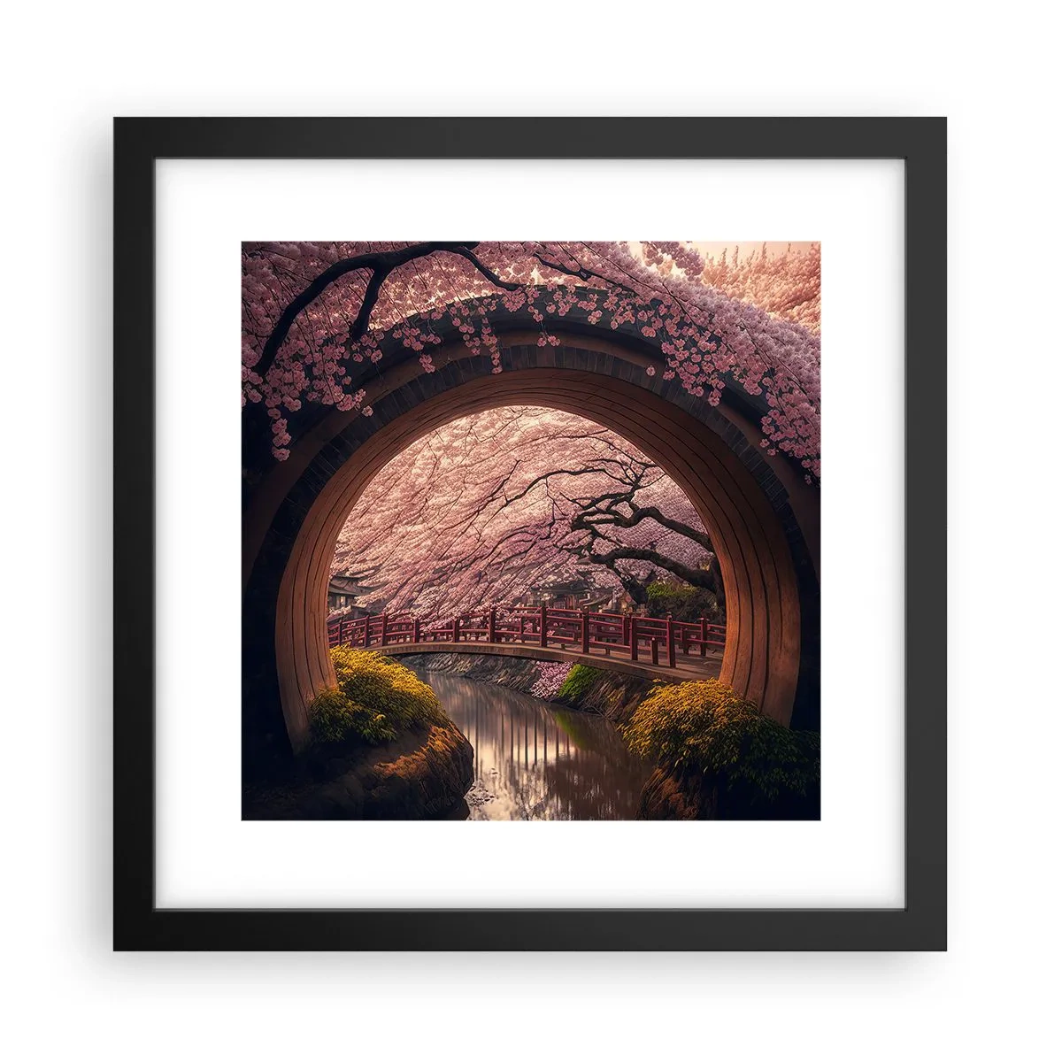Plakát v černém rámu - Japonské jaro - 30x30 cm