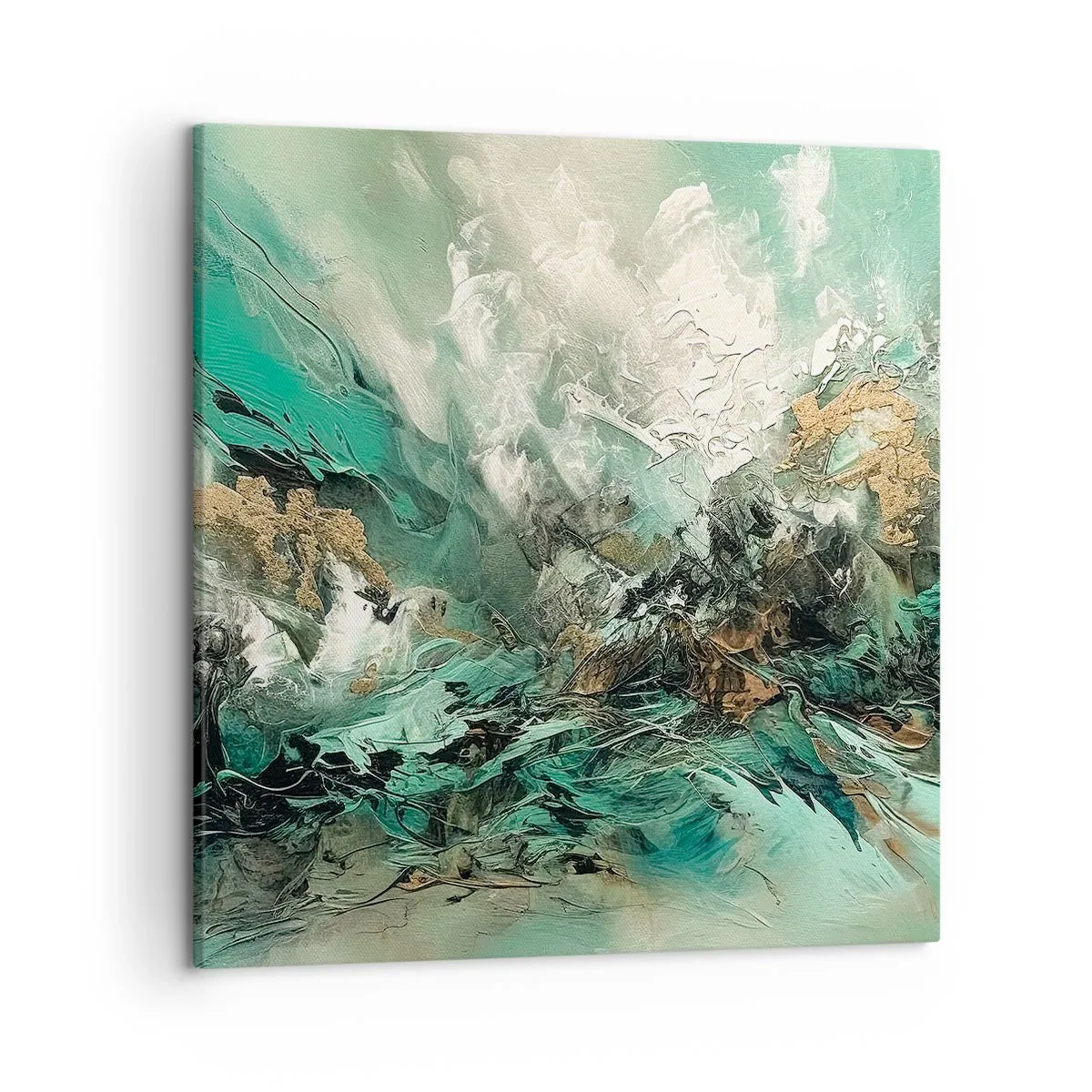 Obraz na plátně - Smaragdově černé vlnobití - 50x50 cm
