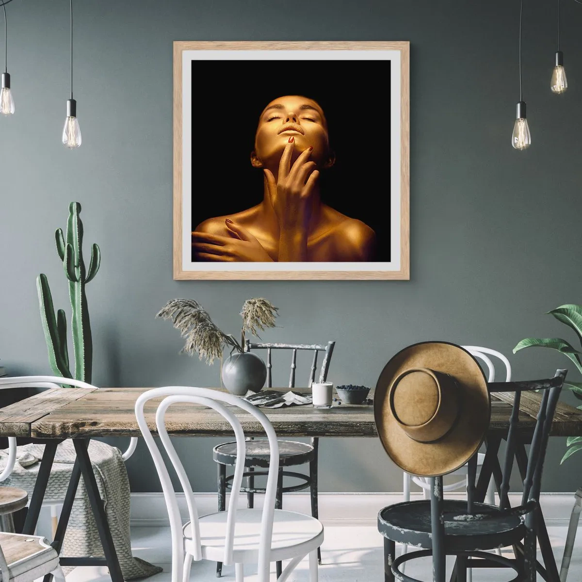 Plakát v rámu světlý dub - Jako zlaté hedvábí - 30x30 cm