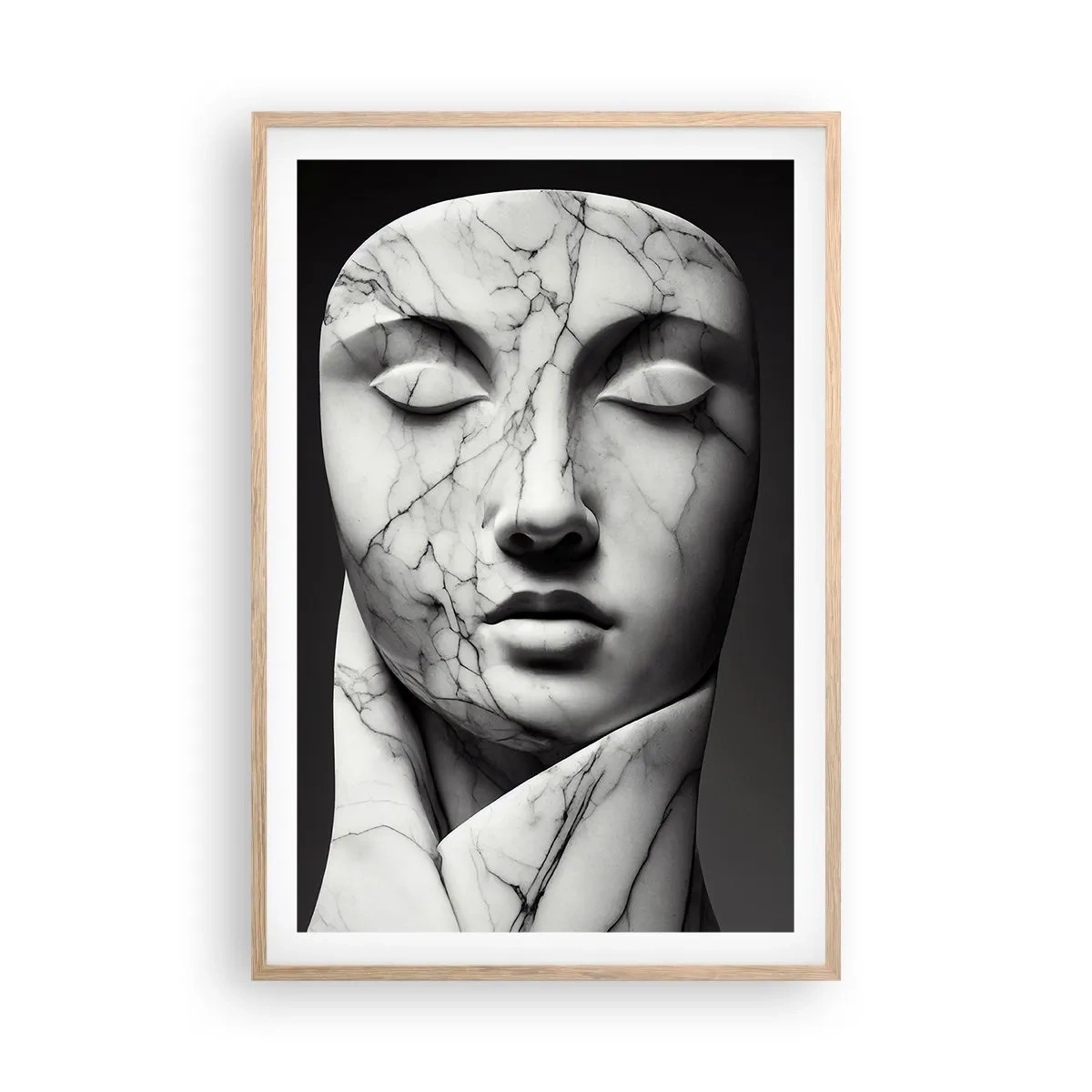 Plakát v rámu světlý dub - Mramorové tvary - 61x91 cm