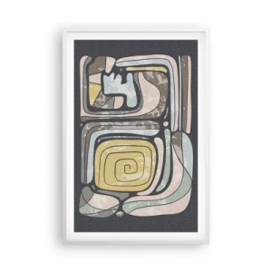 Plakát v bílém rámu - Abstrakce v předkolumbovském duchu - 61x91 cm