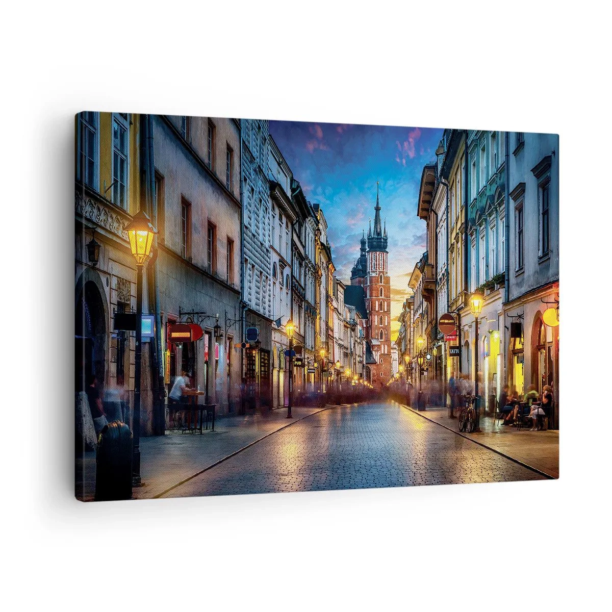 Obraz na plátně - Večerní ulice s výhledem na krakovskou katedrálu - 70x50cm - Krakovský půvab - Moderní nástěnná dekorace do obývacího pokoje a ložnice ARTTOR