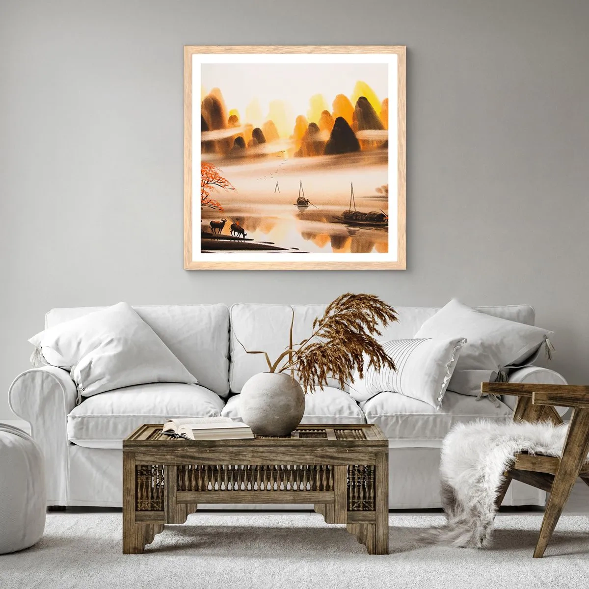 Plakát v rámu světlý dub - Dál než na Dálném východu - 60x60 cm