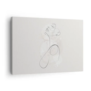 Obraz na plátně - Minimalistická kontura obličeje s květinou na světlém pozadí - 70x50cm - Spirála krásy - Moderní nástěnná dekorace do obývacího pokoje a ložnice ARTTOR