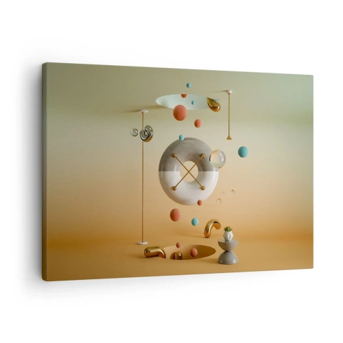 Obraz na plátně - Geometrické obrazce v pastelových barvách v surrealistickém uspořádání - 70x50cm - Vše je možné - Moderní nástěnná dekorace do obývacího pokoje a ložnice ARTTOR