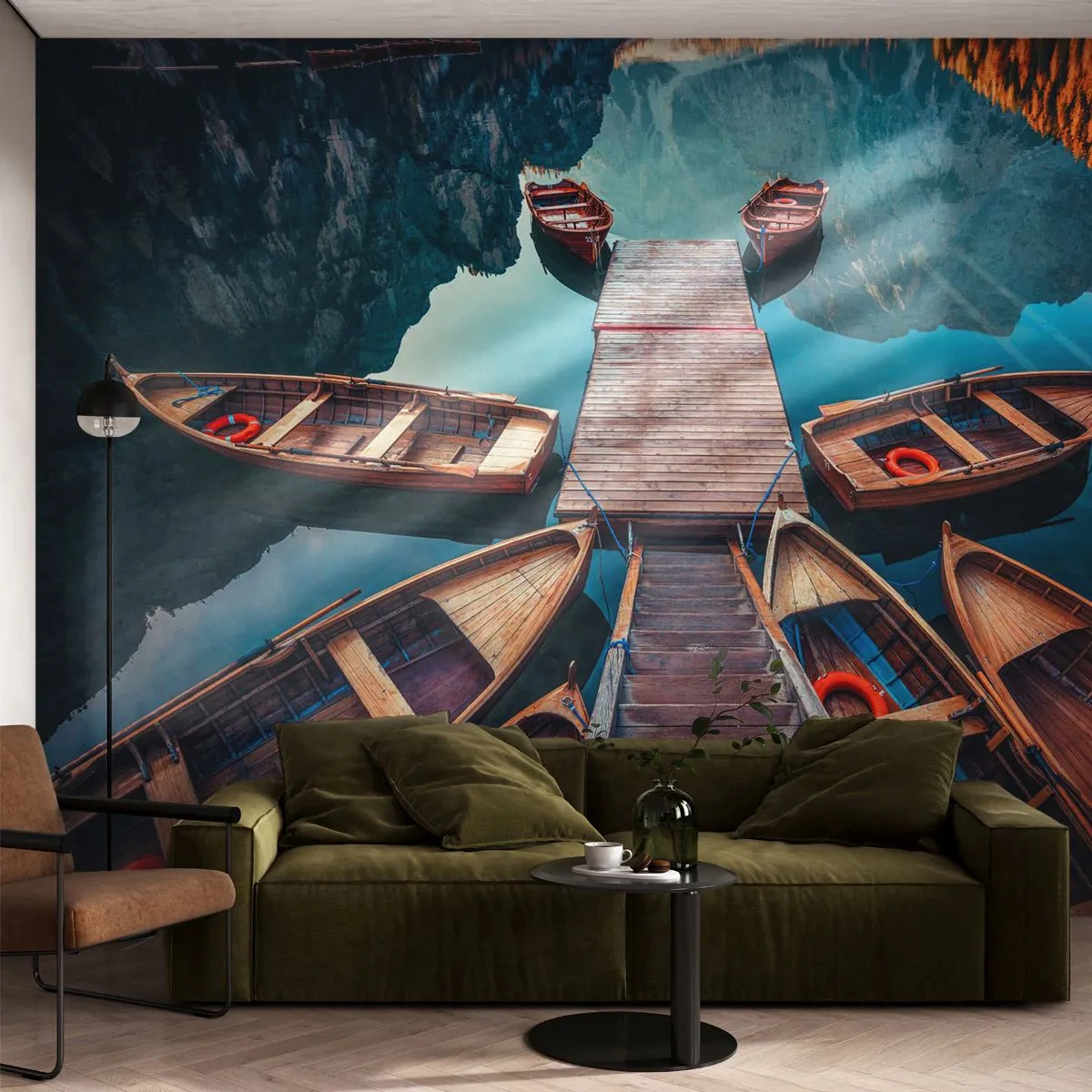 Fototapeta Premium Sand - Čekám v přístavu - Krajina, jezero, Tyrolsko - 300x210 cm