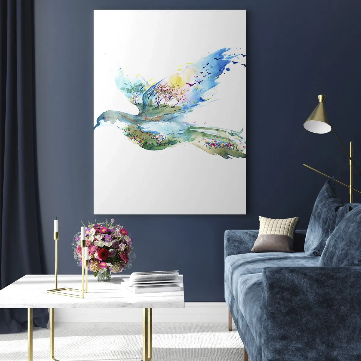 Obraz na skle - Na křídlech přírody - 80x120 cm