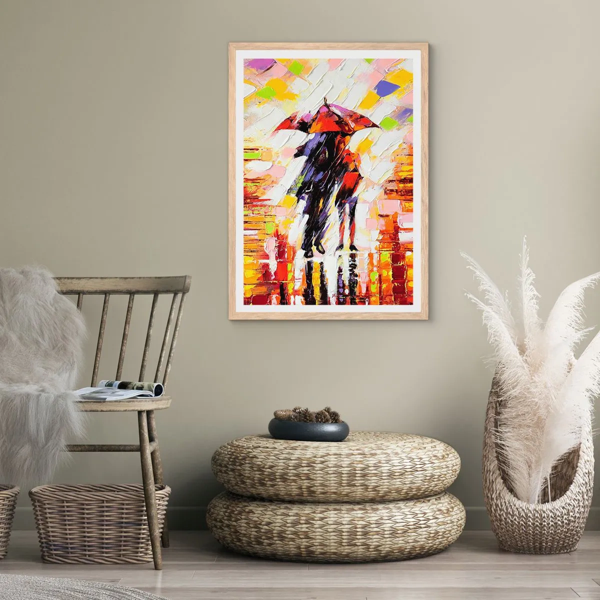 Plakát v rámu světlý dub - Společně přes noc a déšť - 70x100 cm