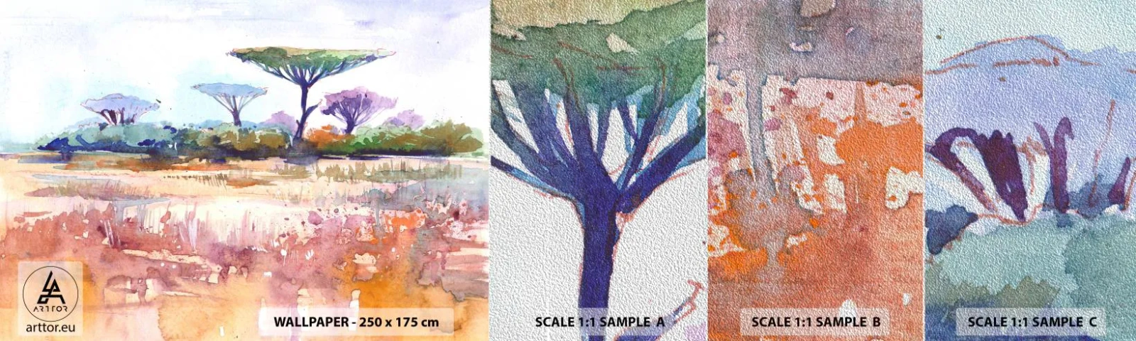 Vzor Fototapety Premium Sand - Barvy savany - Krajina, Savana, Afrika - 100x30 cm