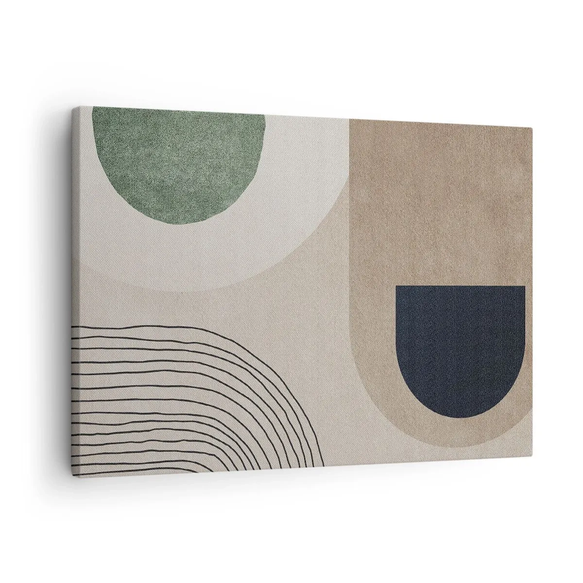 Obraz na plátně - Geometrické tvary v odstínech béžové a zelené - 70x50cm - Něžnost oválu - Moderní nástěnná dekorace do obývacího pokoje a ložnice ARTTOR