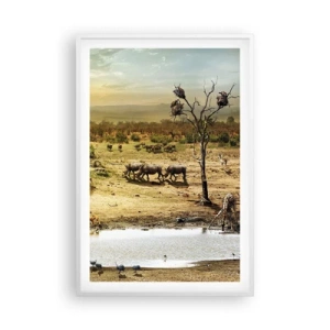 Plakát v bílém rámu - „Z ráje opět pramenila řeka…“ - 61x91 cm