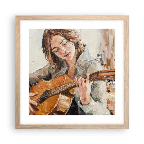 Plakát v rámu světlý dub - Koncert pro kytaru a dívčí srdce - 40x40 cm