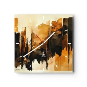 Nástěnné hodiny - Harmonie černé a zlaté - 30x30 cm