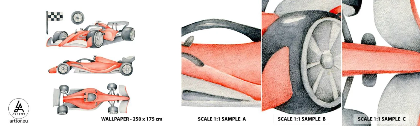 Vzor Fototapety Samolepicí Deluxe Sticker - Dohnat sen - Závodní auta, Auta, Dětské - 100x30 cm