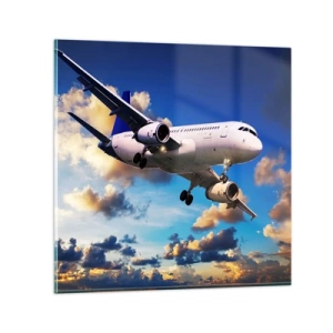 Obraz na skle - Cestování v bílé a blankytné - 40x40 cm