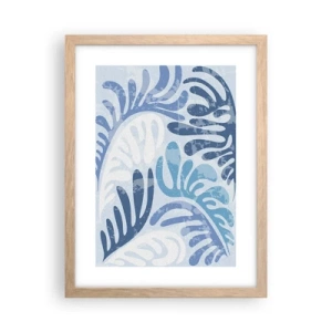 Plakát v rámu světlý dub - Modré kapradí - 30x40 cm