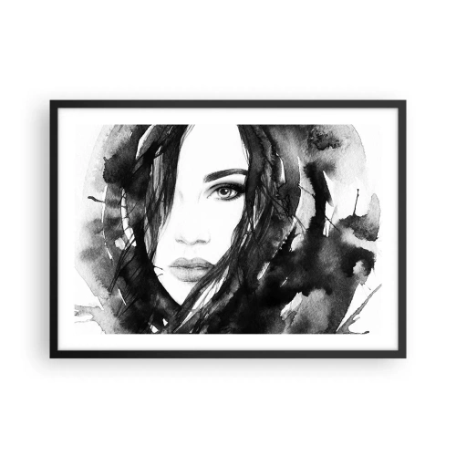 Plakát v černém rámu - Portrét dámy v černé a bílé - 70x50 cm