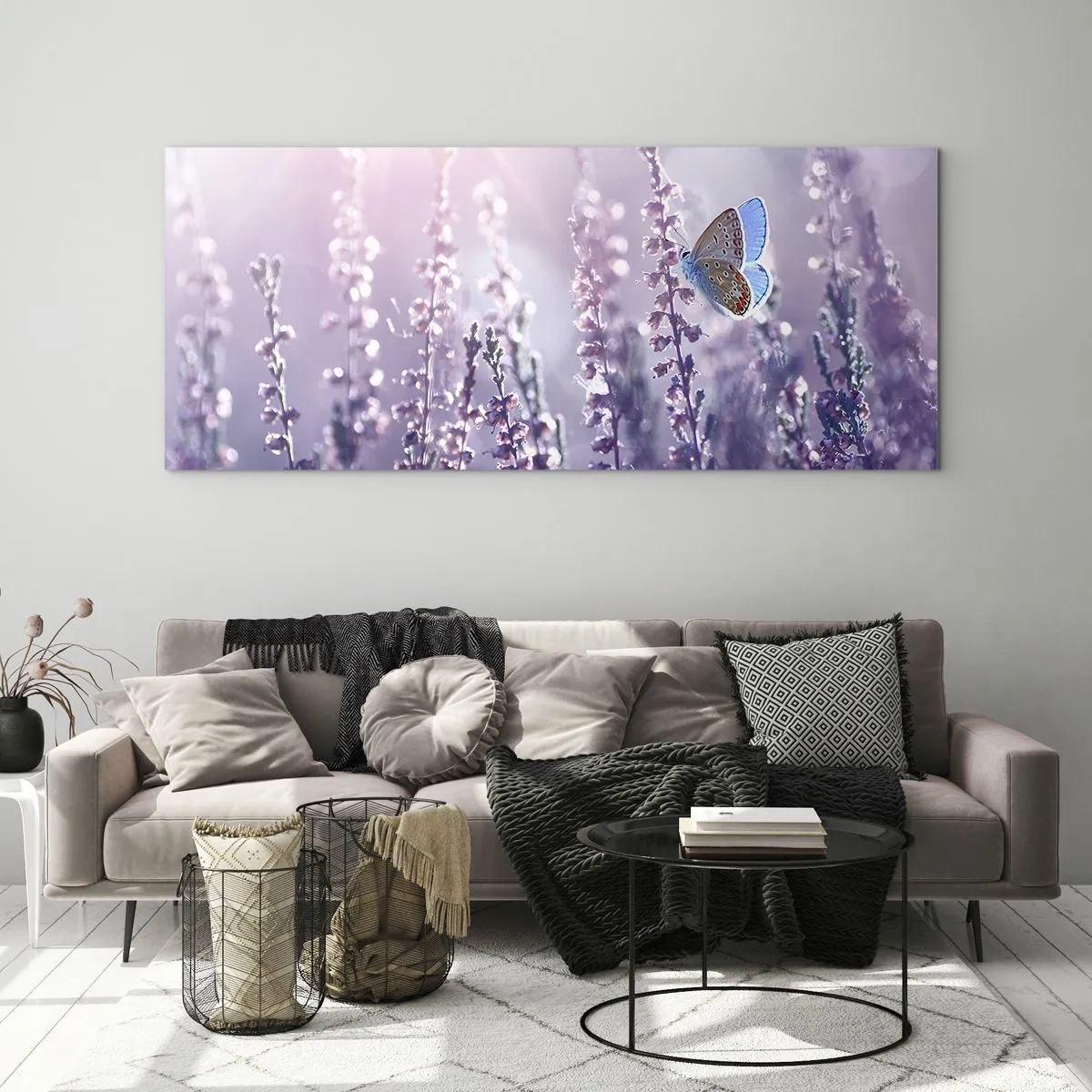 Obraz na skle - Polibek motýla - 90x30 cm