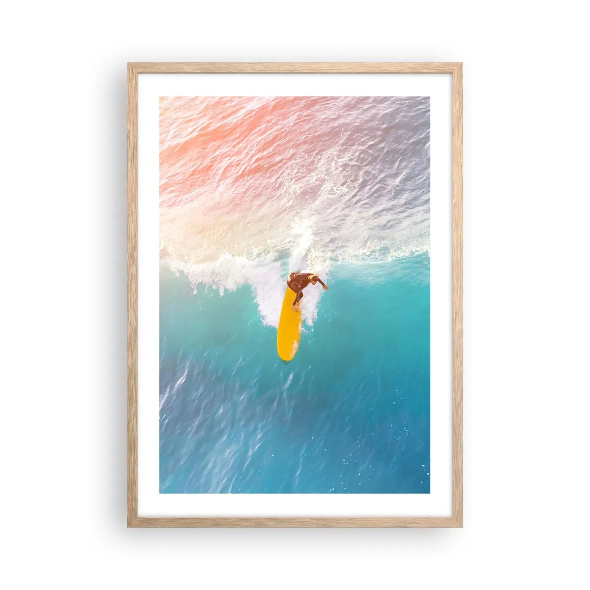 Plakát v rámu světlý dub - Oceanický jezdec - 50x70 cm