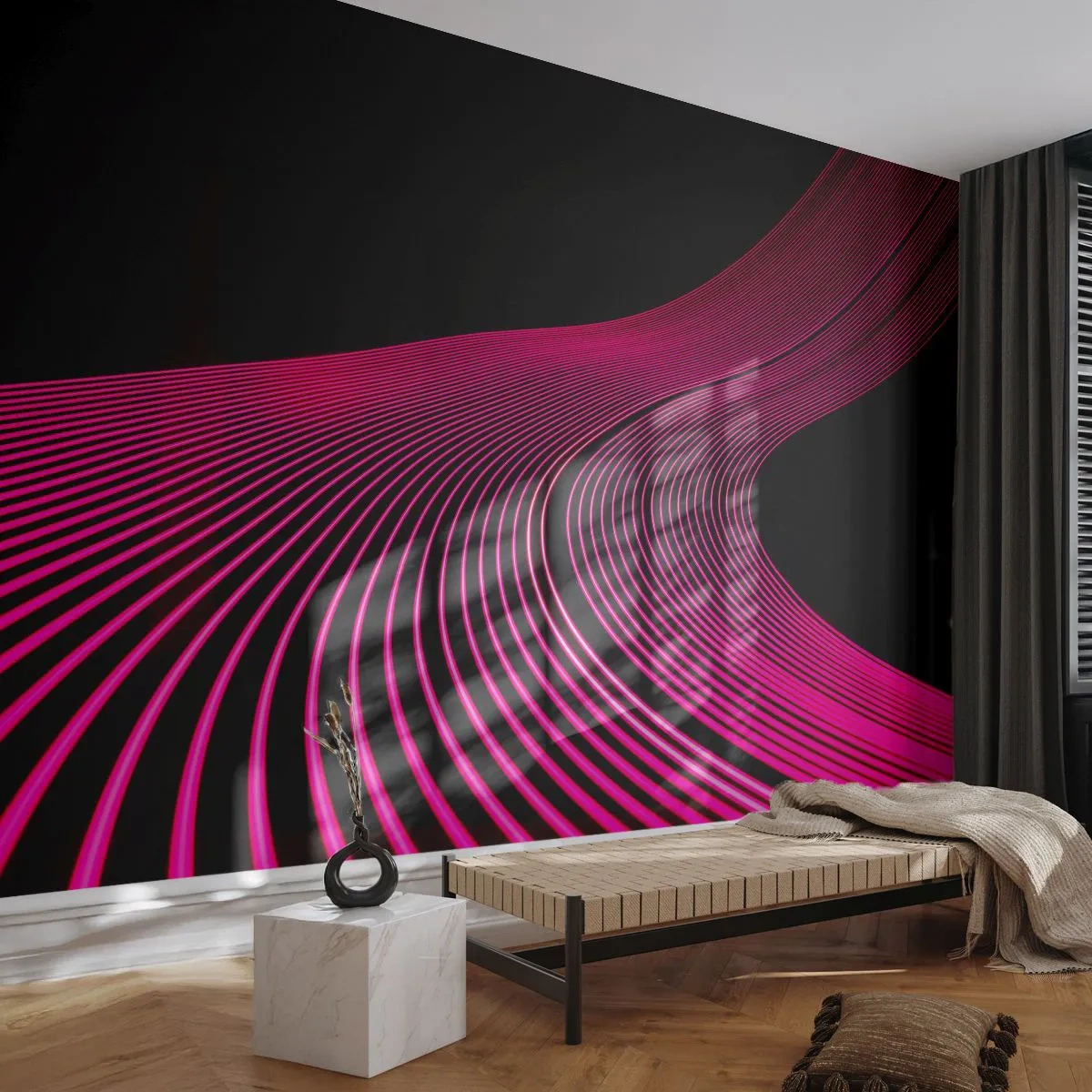 Fototapeta Premium Sand - Alej světla - Čáry, Moderní, Neon - 100x70 cm