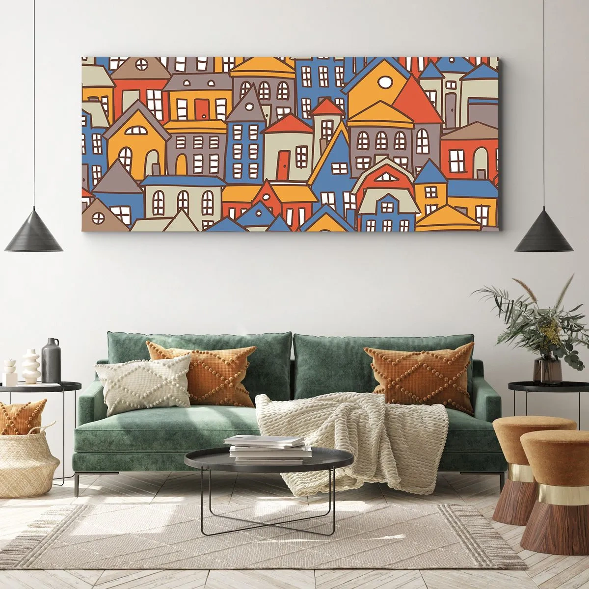 Obraz na plátně - Za domem dům - 160x50 cm
