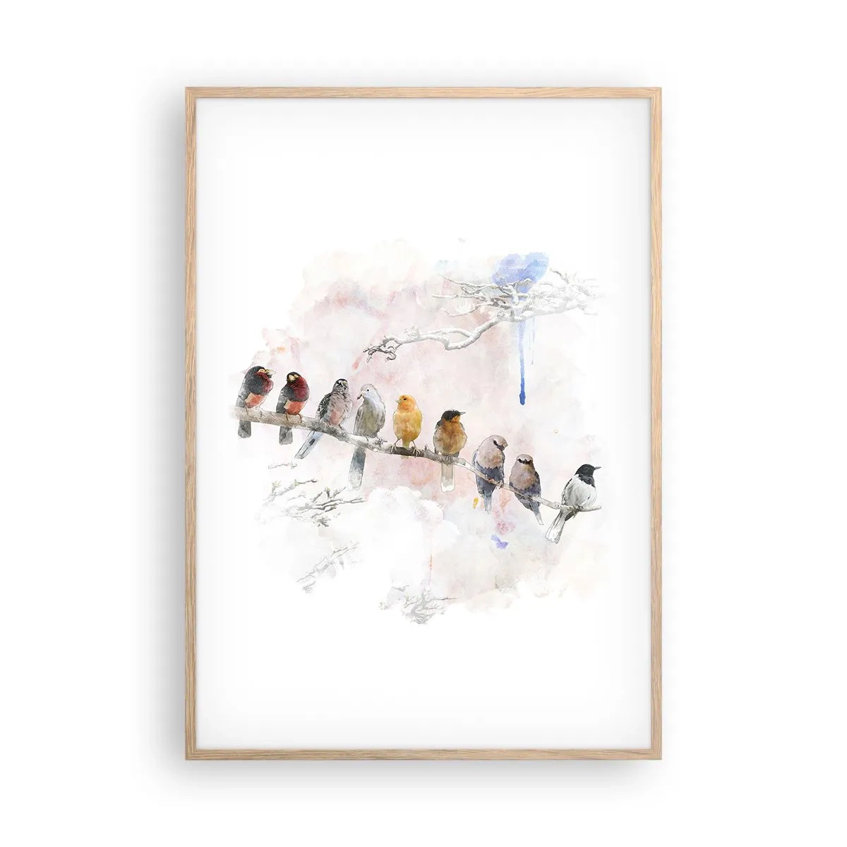 Plakát v rámu světlý dub - Okřídlené setkání - 70x100 cm