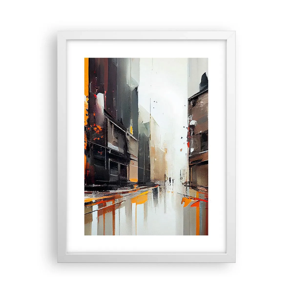 Plakát v bílém rámu - Deštivý den - 30x40 cm