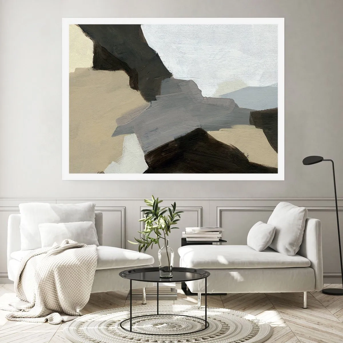 Plakát - Abstrakce: křižovatka šedi - 100x70 cm