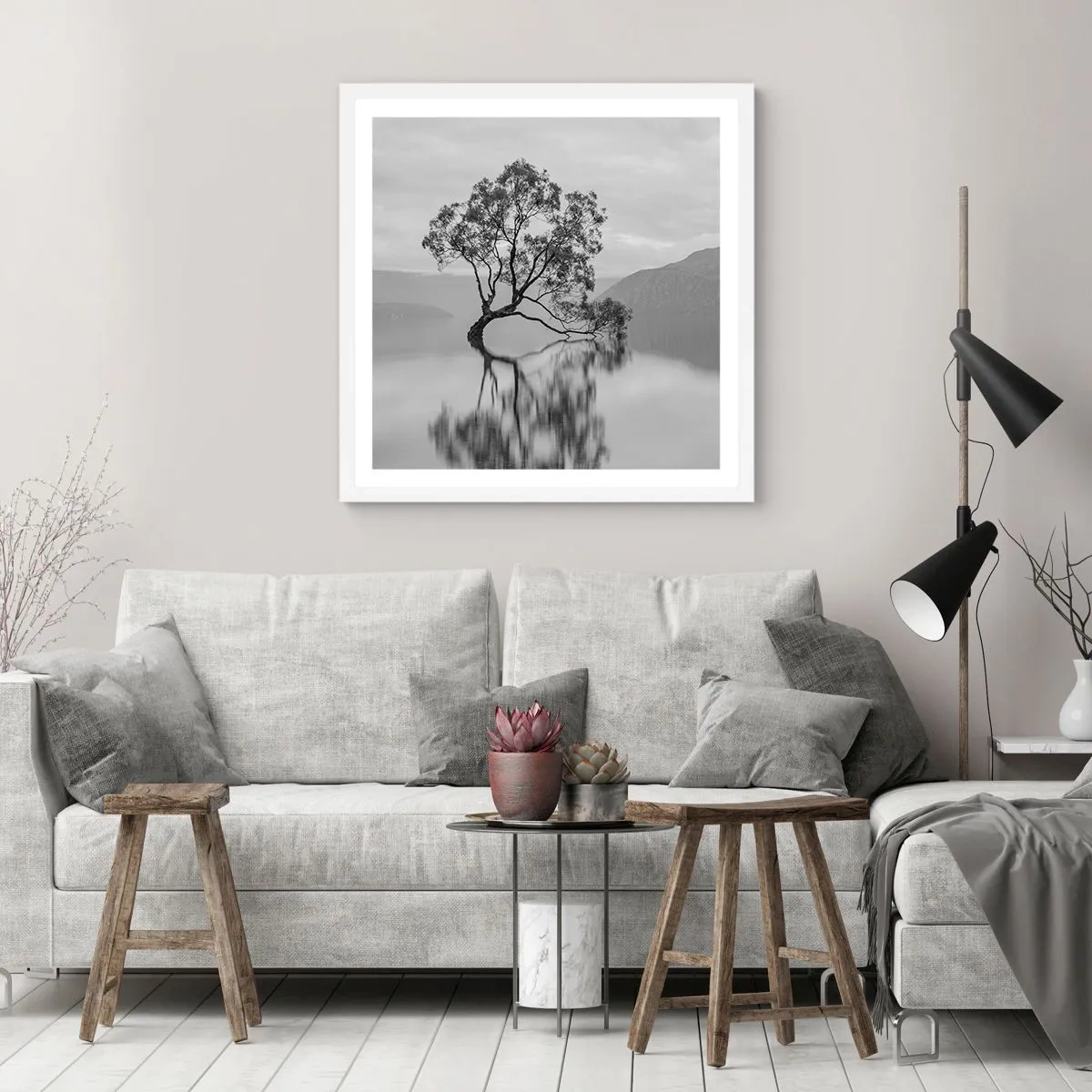 Plakát v bílém rámu - Existuje taková země - 50x50 cm