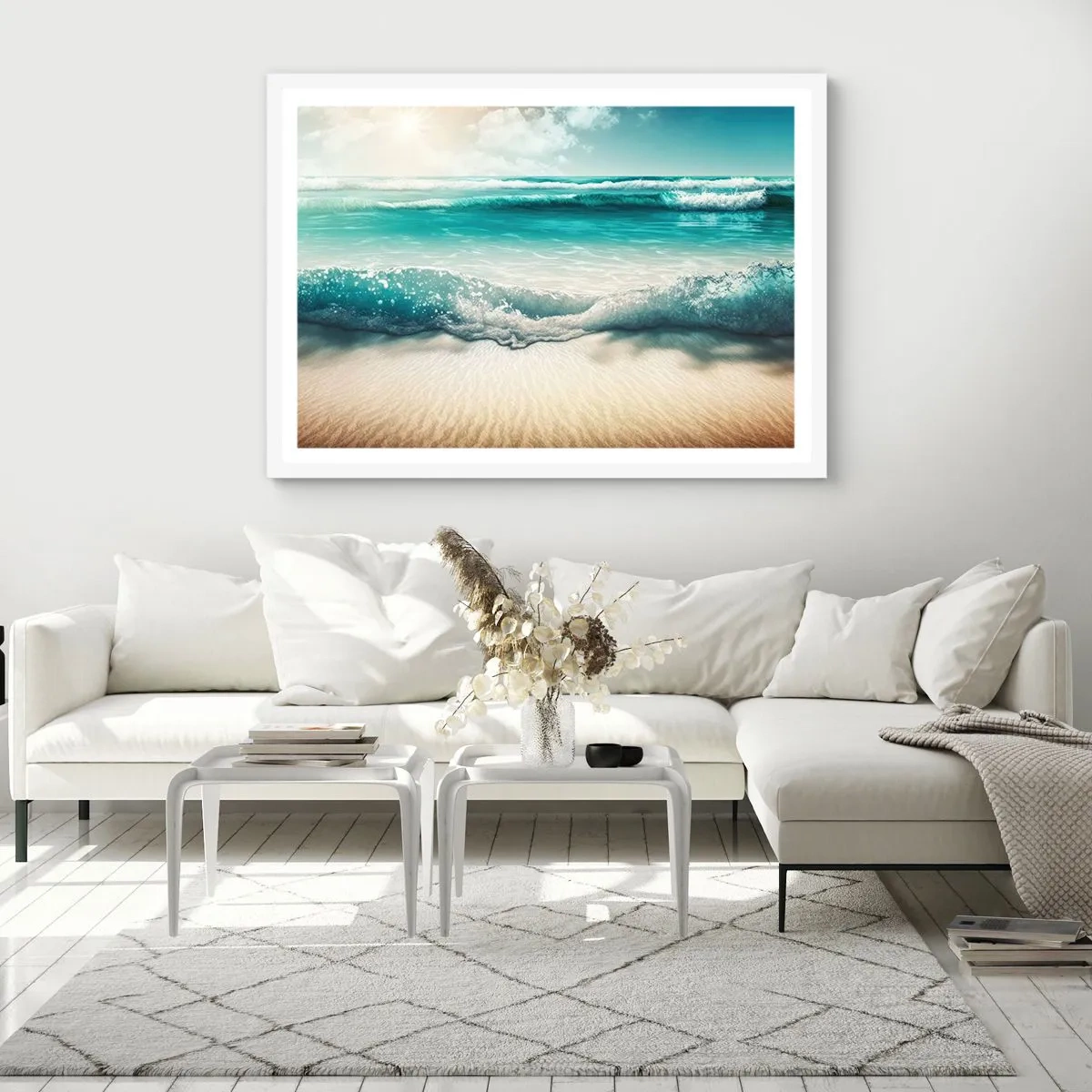 Plakát v bílém rámu - Klid oceánu - 91x61 cm