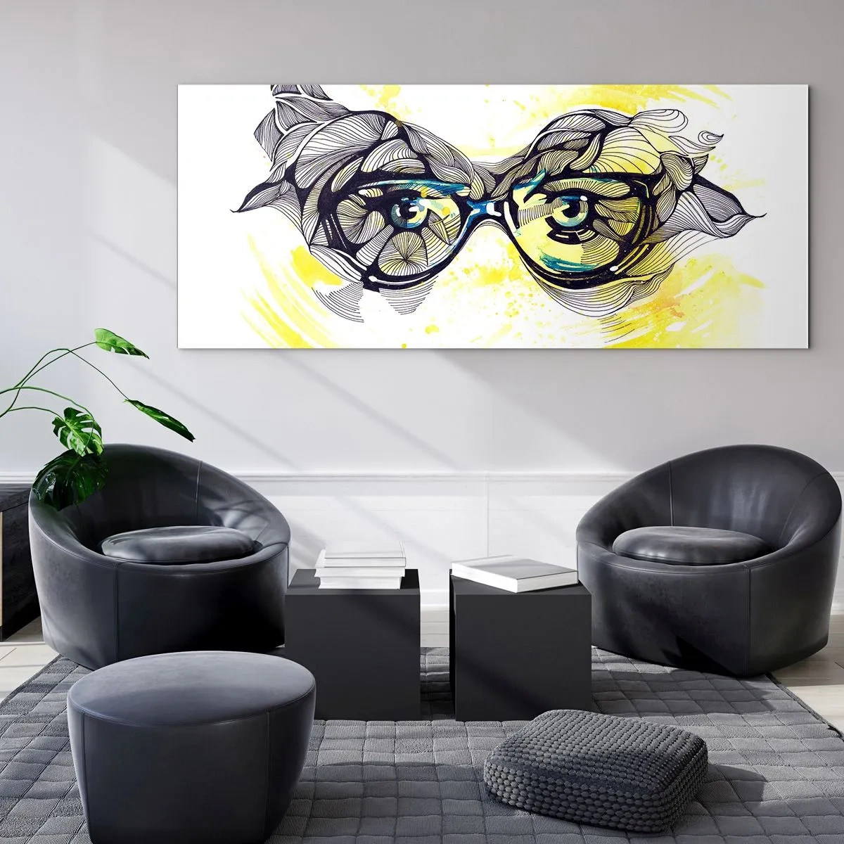 Obraz na skle - Přes modré brýle - 90x30 cm