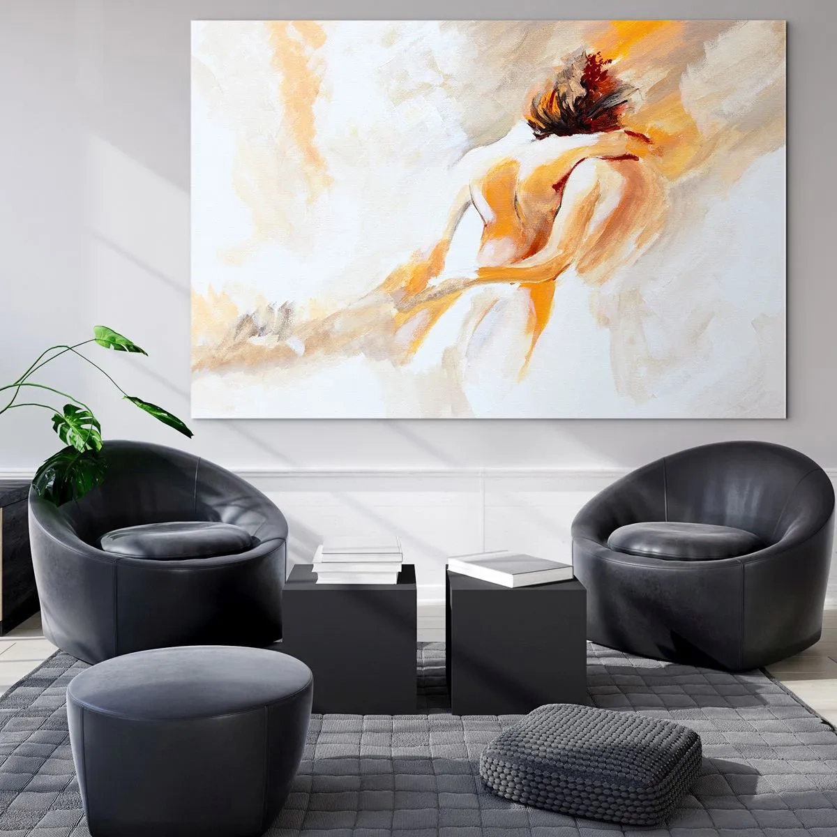 Obraz na skle - Jemný tělový odstín v teplých pastelových barvách - 70x50cm - Blízkost v nebi - Moderní nástěnná dekorace do obývacího pokoje a ložnice ARTTOR