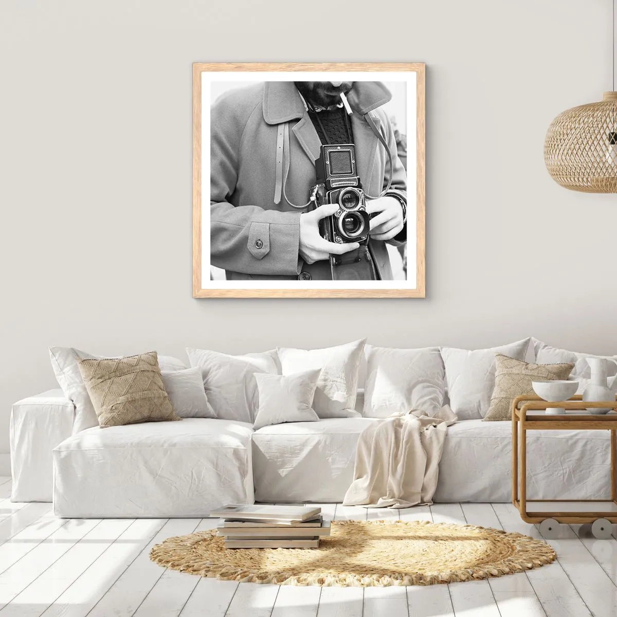 Plakát v rámu světlý dub - V retro stylu - 50x50 cm