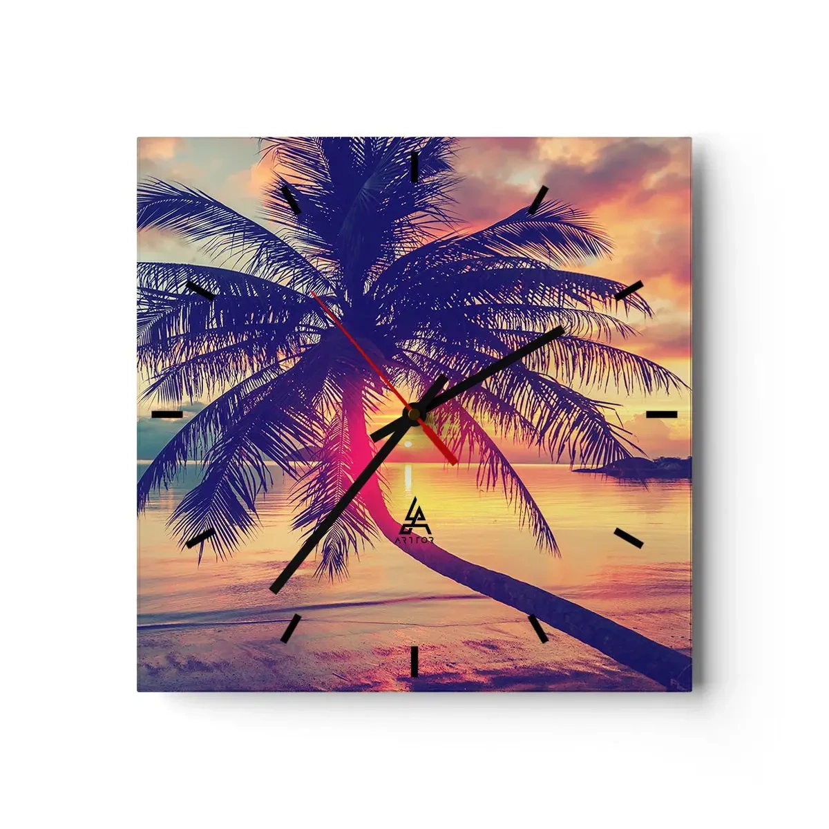 Nástěnné hodiny - Večer pod palmami - 30x30 cm